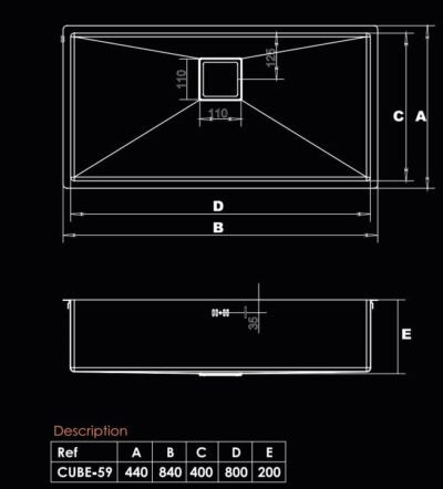 KITCHEN SINK CUBE-59 840x440x200MM