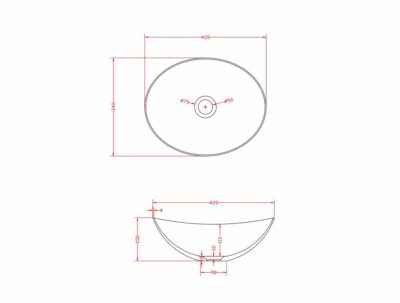 FIBER GLASS OVAL BASIN 420x340x150MM