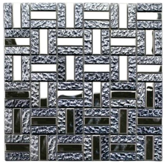 INOX METAL & DARK GREY GLASS TEXTURE DECORATIVE MOSAIC