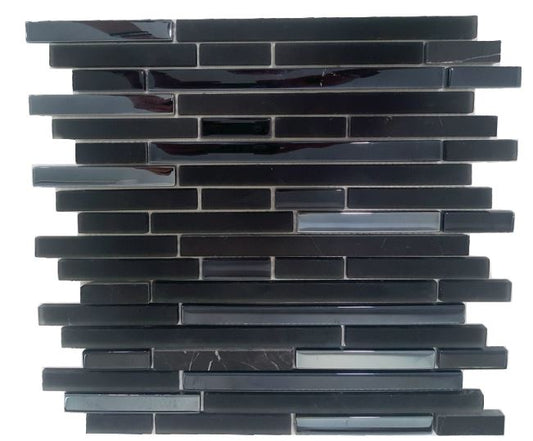 MARQUINA MARBLE DARK GREY GLASS DECORATIVE MOSAIC