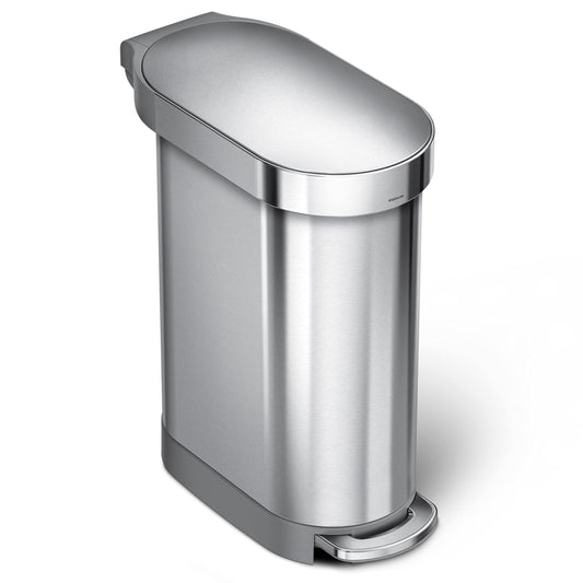 45L Slim Pedal Bin Brushed Stainless Steel