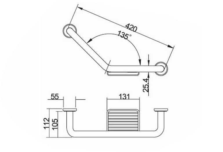 GRAB RAIL WITH SOAP DISH