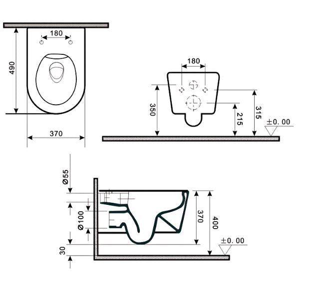 RIMLESS COMPLETE WALL HUNG TOILET