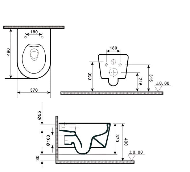 RIMLESS COMPLETE WALL HUNG TOILET