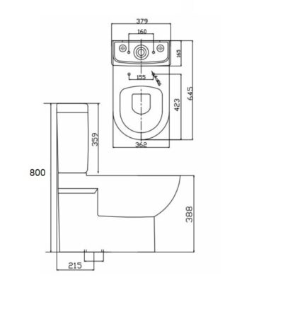 SONATA BACK TO WALL COMPLETE SET TOILET S-TRAP 215MM