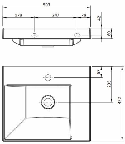 VISTA WALL HUNG BASIN 503x432x73MM