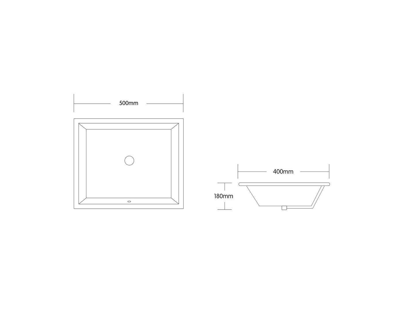 UNDER COUNTER BASIN 500x400x180MM