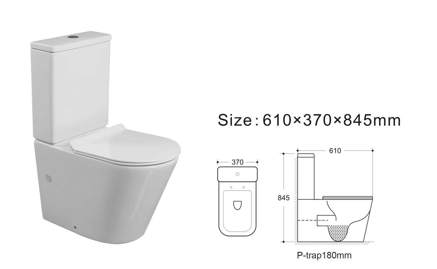 MATRIX NEW RIMLESS COMPLETE SET TOILET P-TRAP 180MM / S-TRAP 220MM