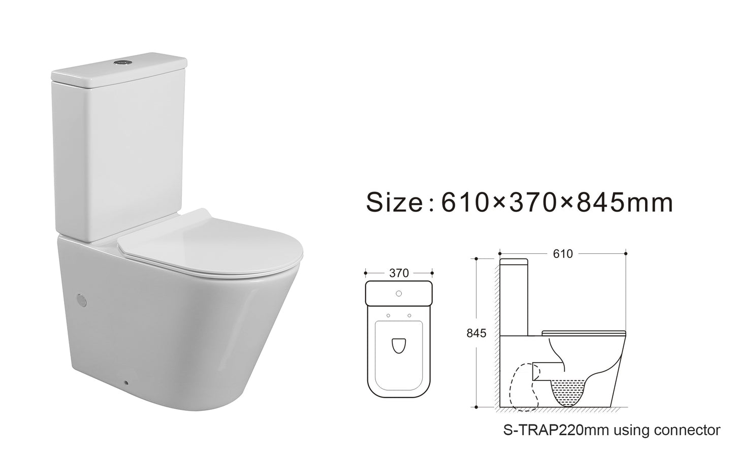 MATRIX NEW RIMLESS COMPLETE SET TOILET P-TRAP 180MM / S-TRAP 220MM