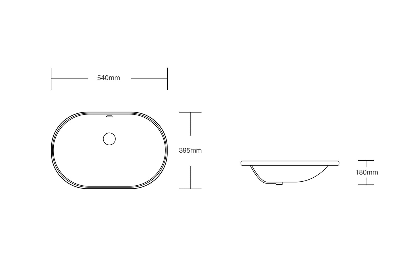 UNDER COUNTER BASIN 540x390x180MM