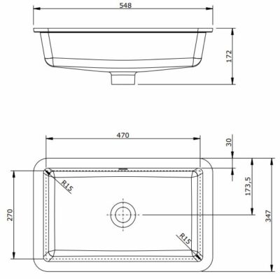 AGRES UNDER COUNTER BASIN 548x347x127MM