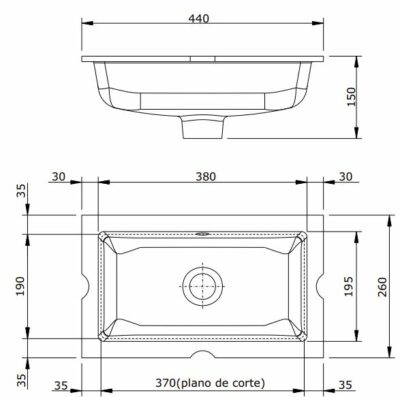 AGRES UNDER COUNTER BASIN 440x260x100MM