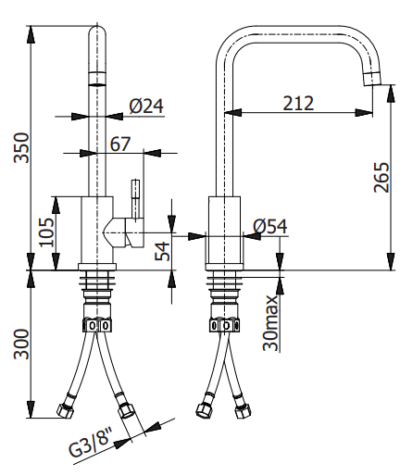 KITCHEN MIXER WITH “L” SWIVEL SPOUT