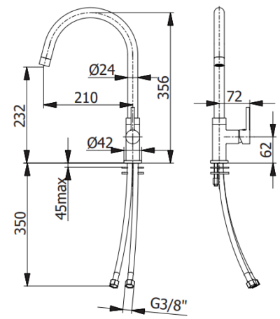 KITCHEN MIXER WITH SWIVEL SPOUT