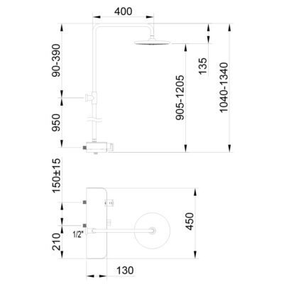 NINE ELEGANCE EXTENDABLE SHOWER COLUMN