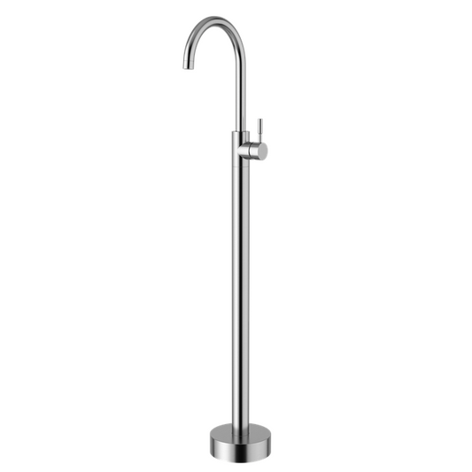 FLOOR STANDING BRUSHED STEEL BASIN MIXER