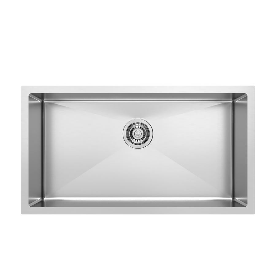 BRUSHED STEEL UNDERMOUNT KITCHEN SINK 78x43x22CM