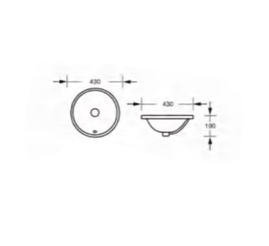 ROUND UNDER COUNTER BASIN 430x430x190MM