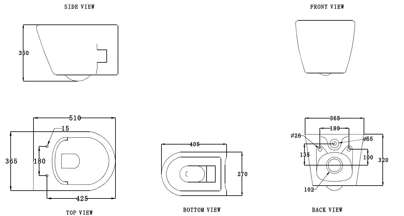 SPELLO RIMLESS WALL HUNG TOILET