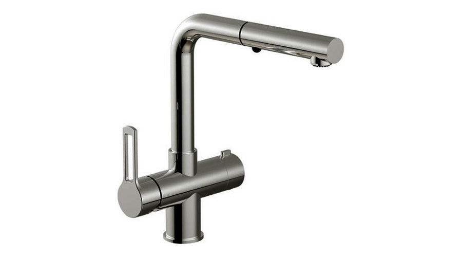 RINGO 3-WAY SINK MIXER WITH PULL OUT SPRAY STEEL FINISH