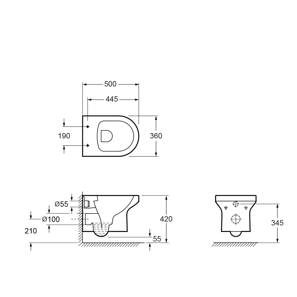 MATURE RIMLESS WALL HUNG TOILET