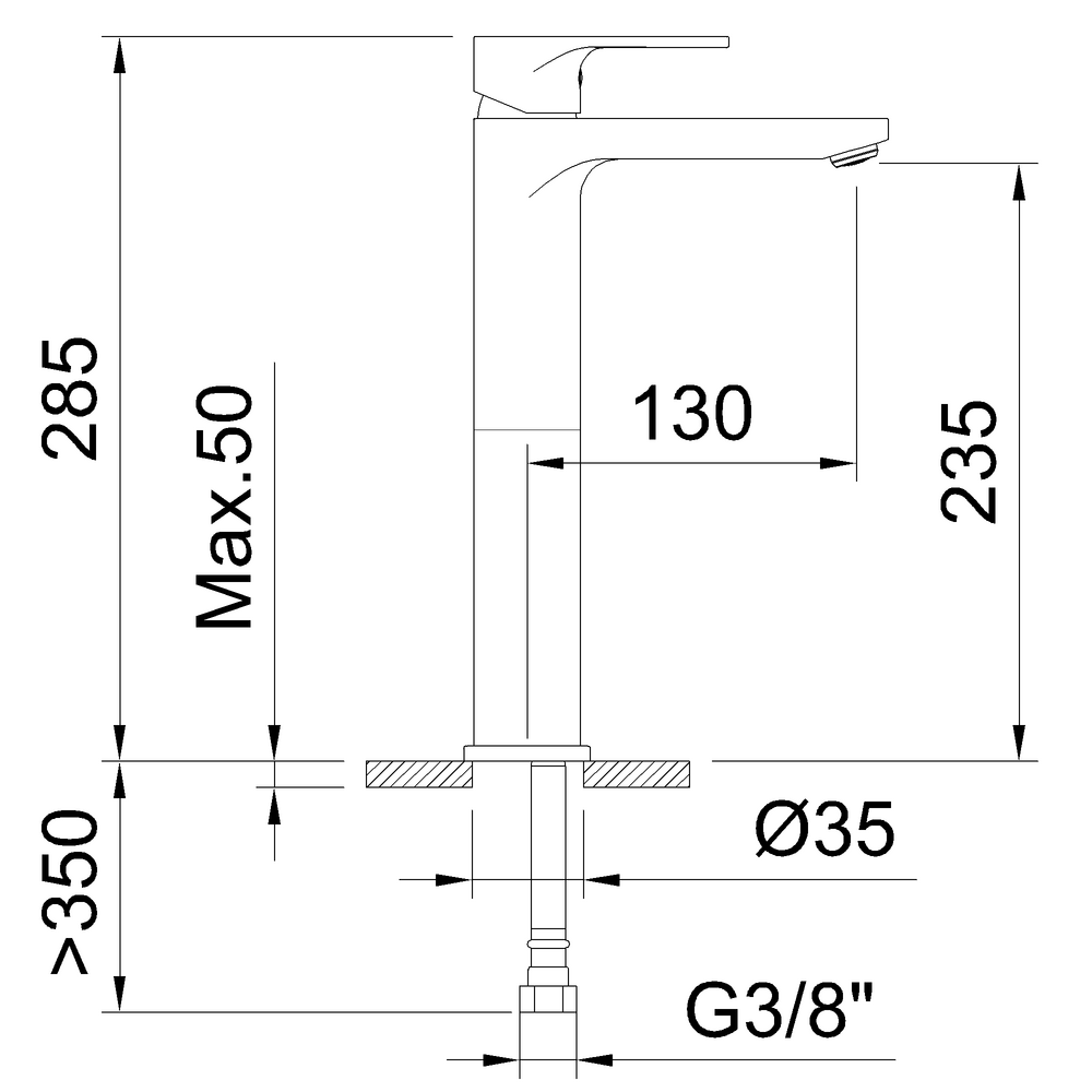 ROCKET SINGLE LEVER CHROME BASIN MIXER TALL