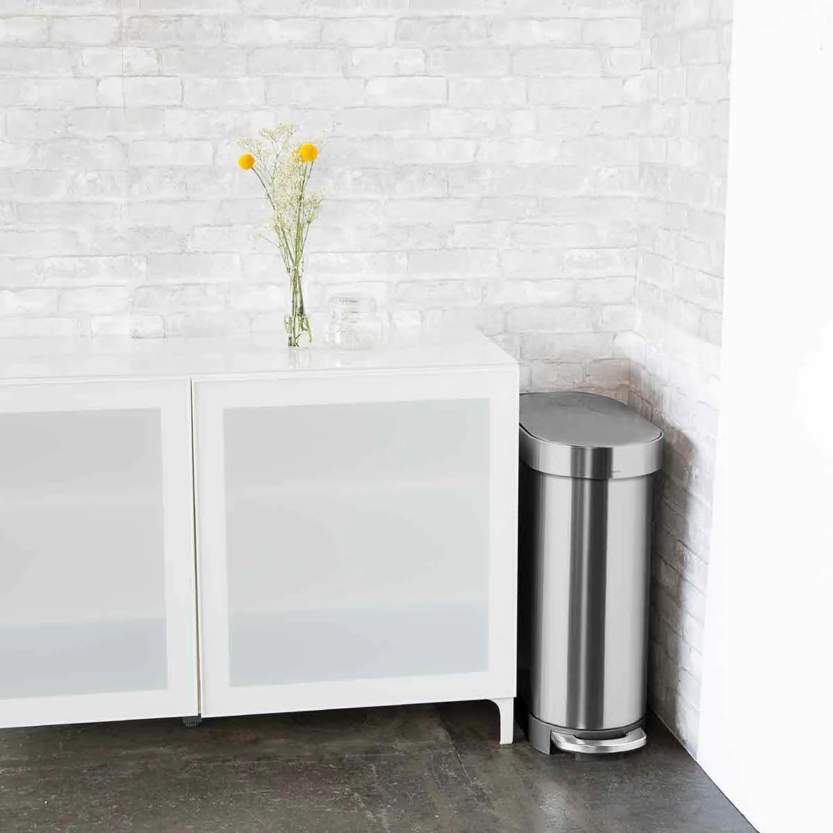 45L Slim Pedal Bin Brushed Stainless Steel