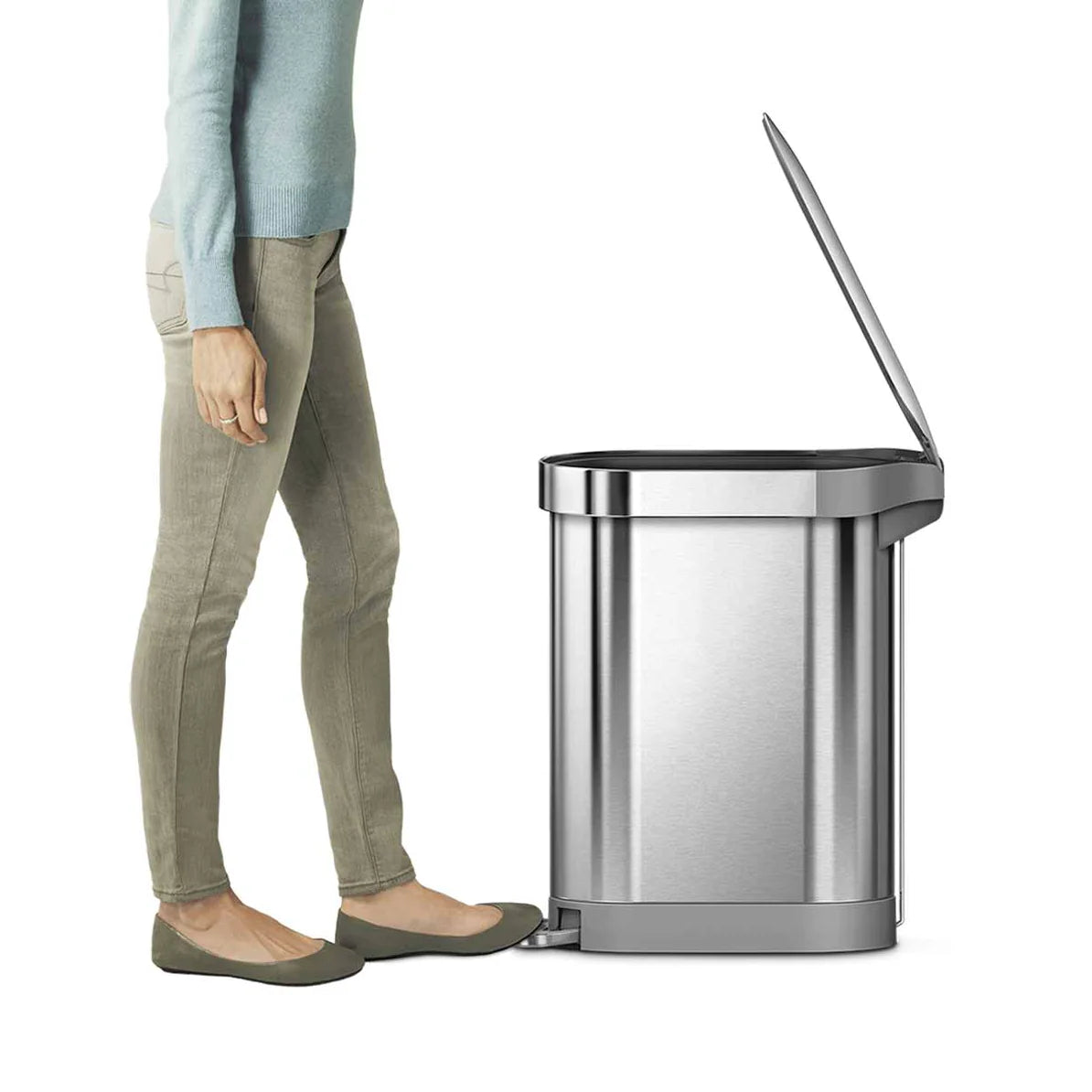 45L Slim Pedal Bin Brushed Stainless Steel