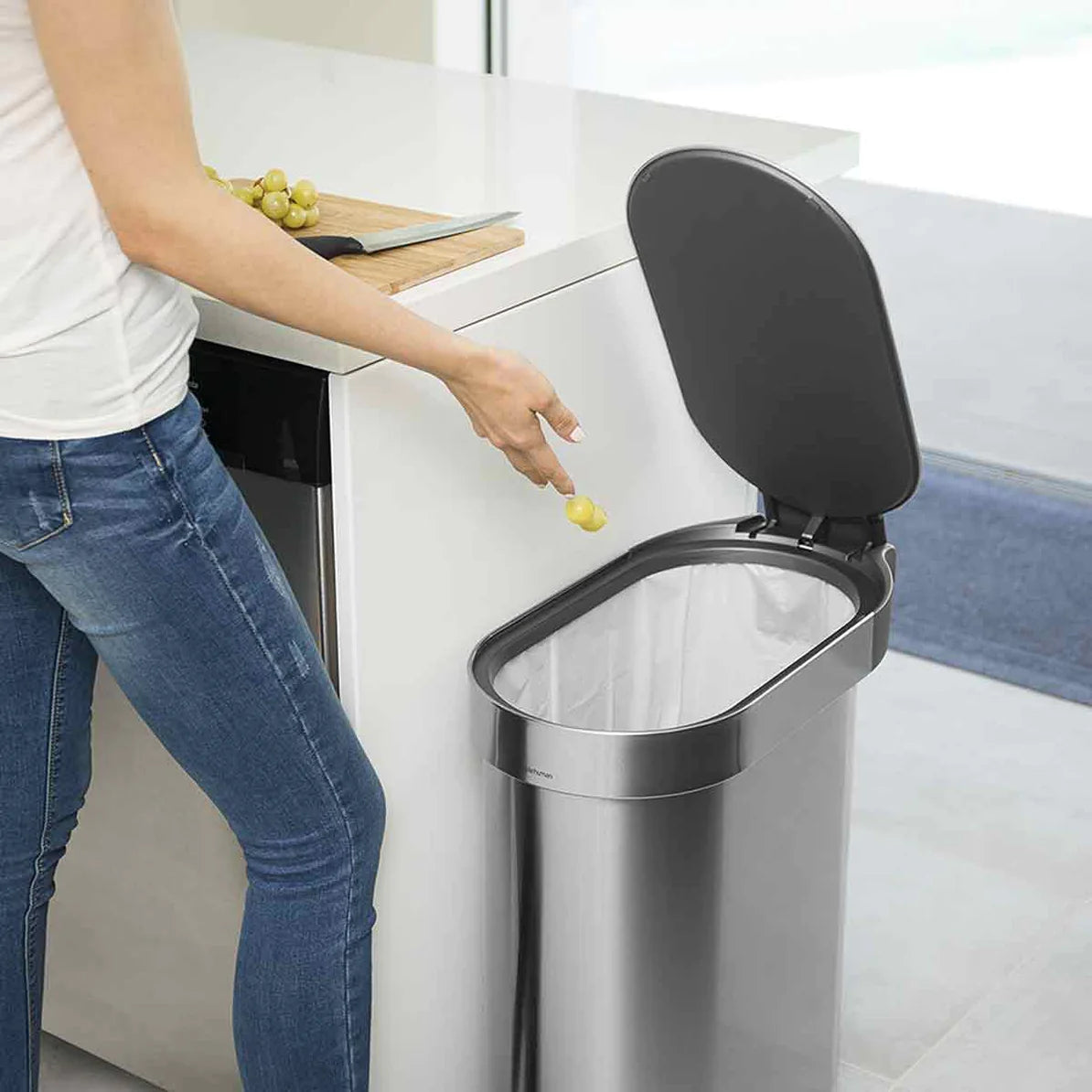 45L Slim Pedal Bin Brushed Stainless Steel