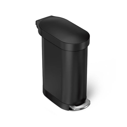 45L Slim Pedal Bin Matte Black Stainless Steel