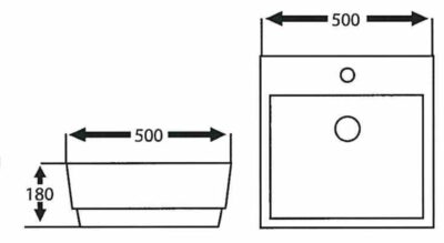 SQUARE ART BASIN 500x500x180MM