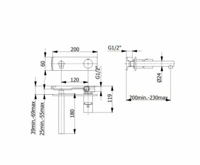 MINY BUILT-IN CHROME BASIN MIXER