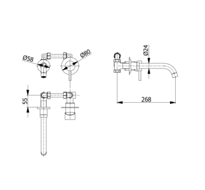 SPIKE CHROME BUILT-IN BASIN MIXER