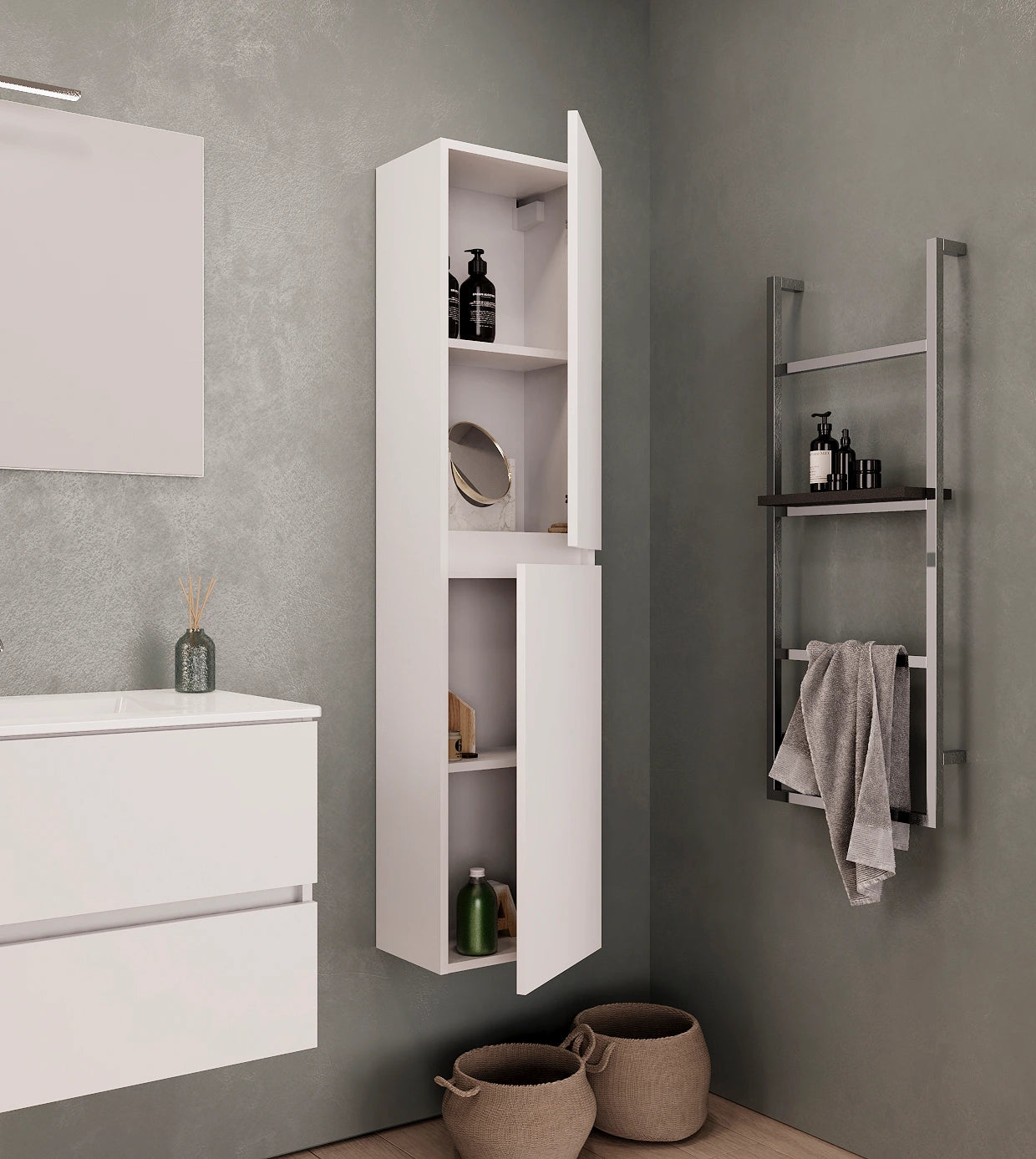 EURO1 BATHROOM FURNITURE COLUMN 2 DOORS 35Χ25Χ150 WHITE