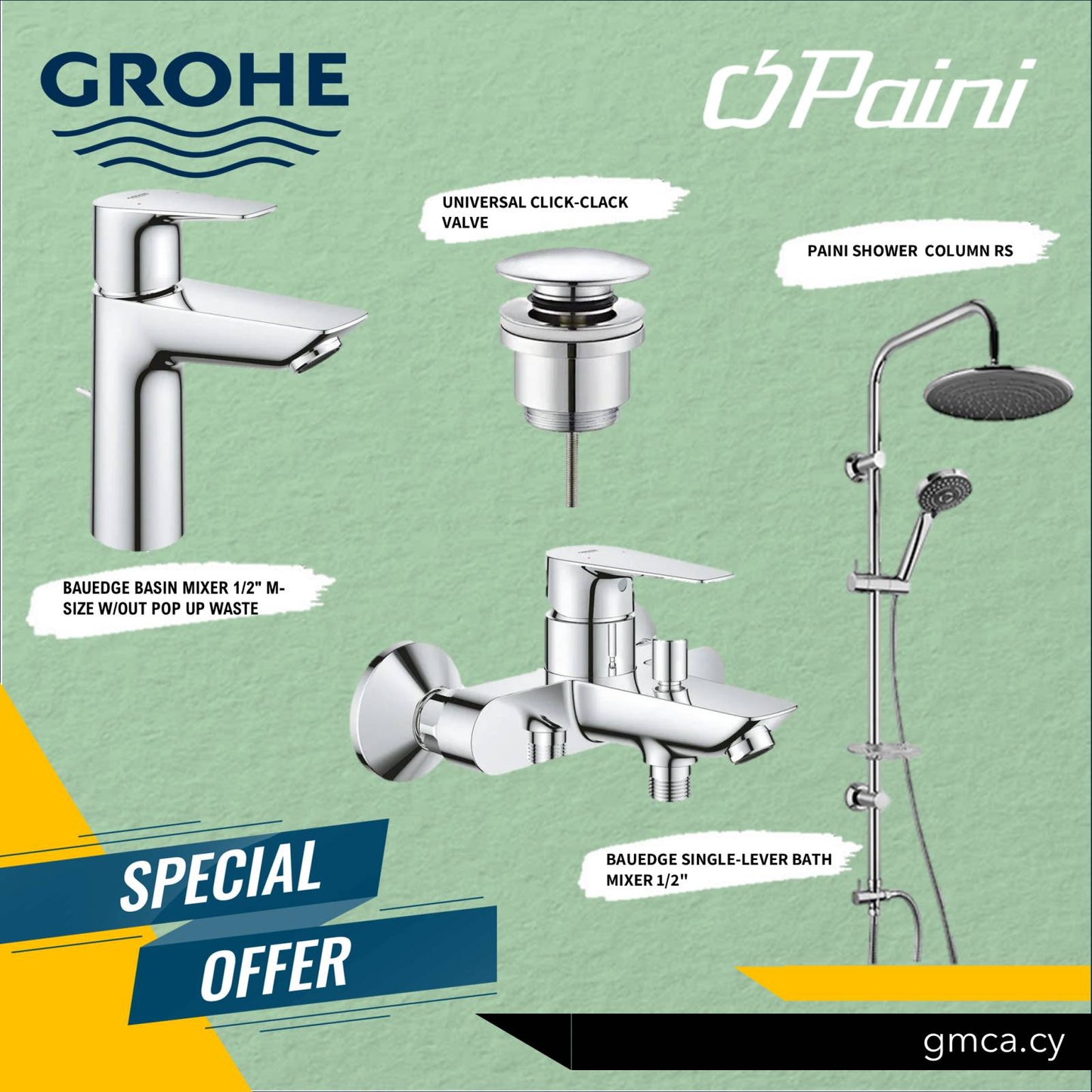 Shower Premium Bundle (Basin Mixer & Bath Mixer & Shower Column)