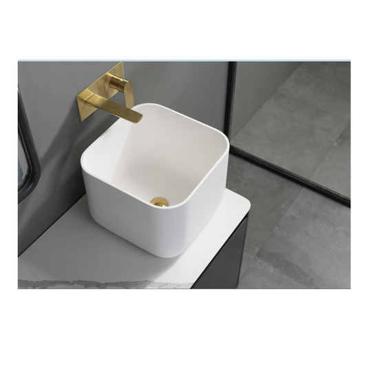 WHITE MATTE ARTIFICIAL STONE BASIN 405x405x285MM