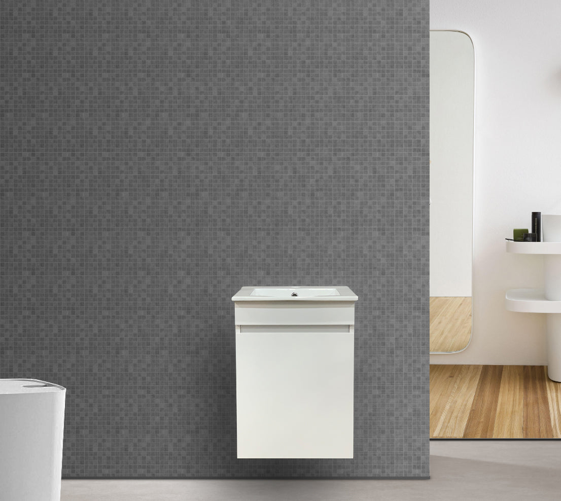 WHITE WALL HUNG CABINET WITH/WITHOUT BASIN 410×410x540MM