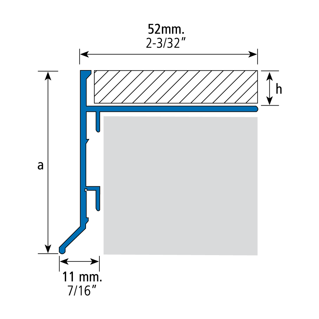 ALUMINIUM SILVER MATTE STRAIGHT-EDGED PROFILE 12MM FOR BALCONIES