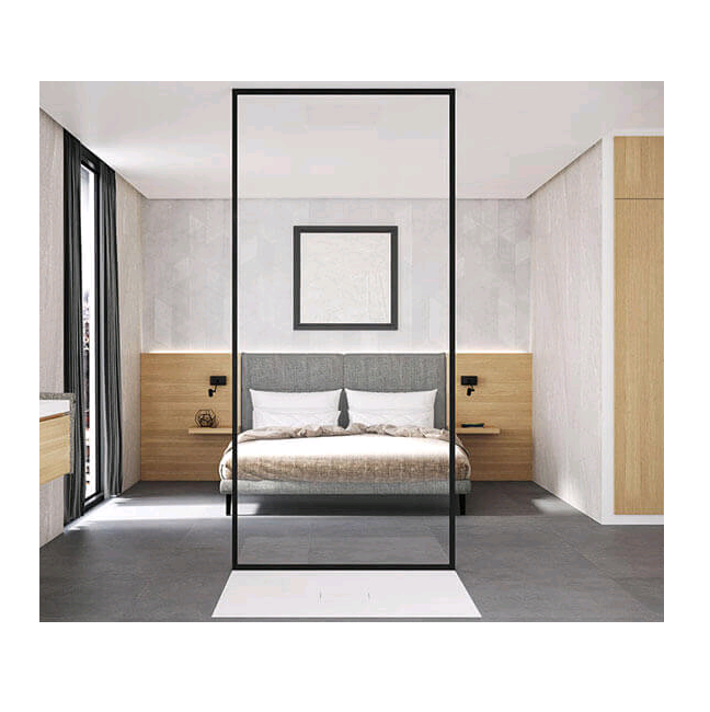 WALK-IN FRAMED FIXED PANEL CLEAR GLASS WITH BLACK FRAME HEIGHT 210CM