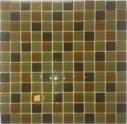 MULTICOLOUR BROWN & BEIGE GLASS MOSAIC FOR SWIMMING POOL