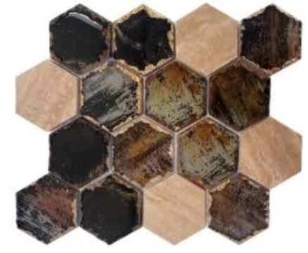 BROWN GLASS HEXAGON DECORATIVE MOSAIC