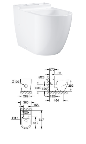 GROHE BAU BTW CERAMIC CLOSE-COUPLED COMPLETE WC