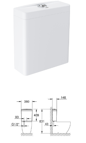 GROHE BAU BTW CERAMIC CLOSE-COUPLED COMPLETE WC