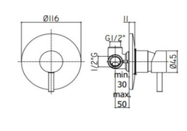 STICK CONCEALED SHOWER MIXER INCLUDING CONCEALED MECHANISM CHROME