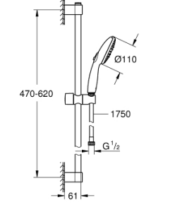 Grohe Tempesta 110 Shower rail set 3 sprays (Rain, Jet, Massage)