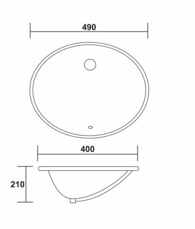 CALEDON UNDER COUNTER BASIN 490x400x210MM