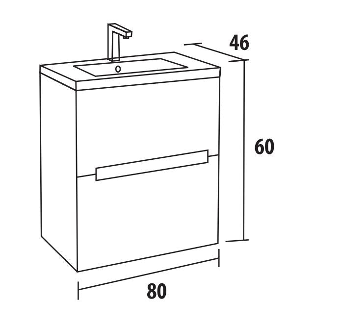 IKAROS GLOSSY WHITE WALL HUNG CABINET WITH BASIN 800x460x600MM