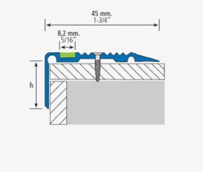 ALUMINIUM LUMINOUS SILVER MATTE STEP PROFILE 22MM