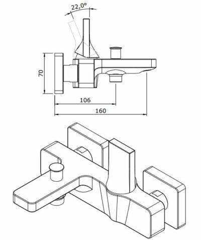 LINE 42 BLACK BATH/SHOWER MIXER