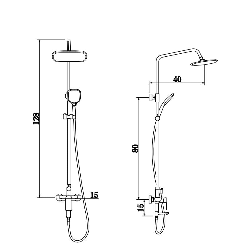 FONTANA COMPLETE EXTENDABLE BLACK SHOWER COLUMN